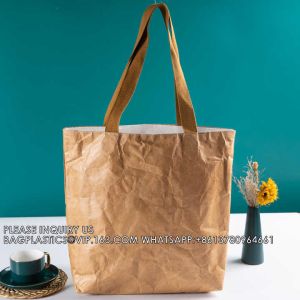 Reusable Waterproof Grey 1070D Tyvek Paper Custom Tote Bag Shopping Bag With