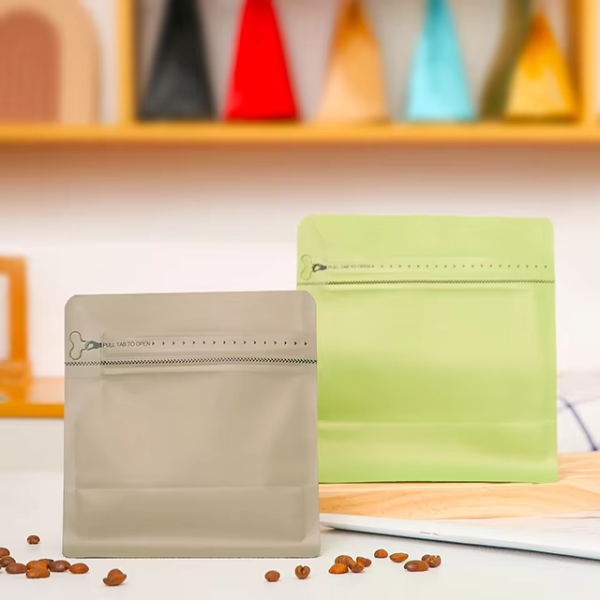 Gravure Printing Surface Reusable Plastic Pouch Coffee Beans Flat Square Bottom Valve Zipper Coffee Bags