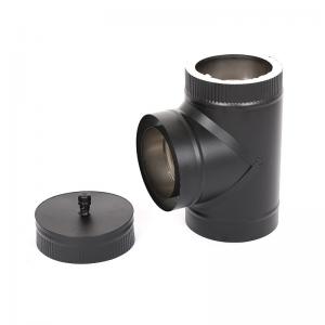 Wholesale Safe Stainless Steel Twin Wall Flue Pipe Thermal Resistant Matt Black Painted from china suppliers