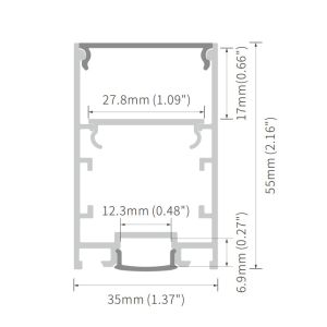 aluminum profile light 35mm width 55mm height within 27.8mm PCB for up&down