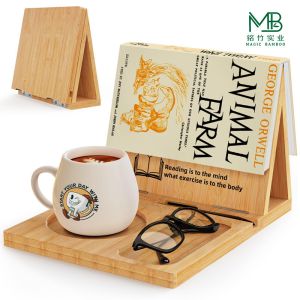 China Bamboo color triangle bookshelf foldable bookshelf with glasses holder for Family Study on sale