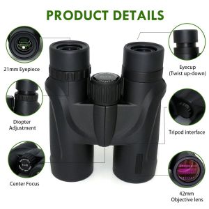 Large Eyepieces 8x42 HD Binoculars Telescope Lightweight For Adults Bird