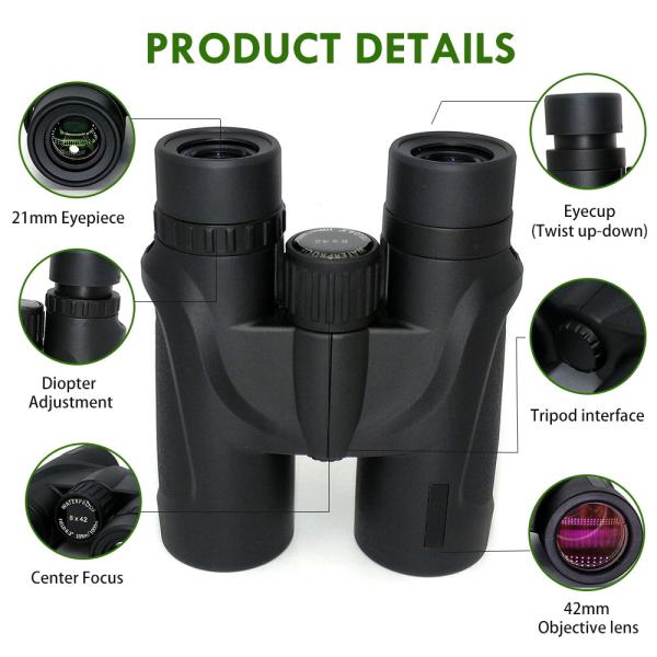 Large Eyepieces 8x42 HD Binoculars Telescope Lightweight For Adults Bird