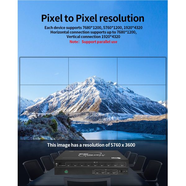 4K60 2 Input 9 Output Video Wall Controller with Any Splicing Mode for Professional Multi-Screen Viewer