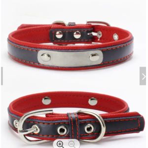 Adjustable PU Leather Dog Collars Custom Pet Collar Leash