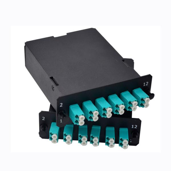 Quality MPO-24 To 12x LC Duplex , Type AF, 24 Fibers OM3 Multimode FHD MPO Cassette for sale