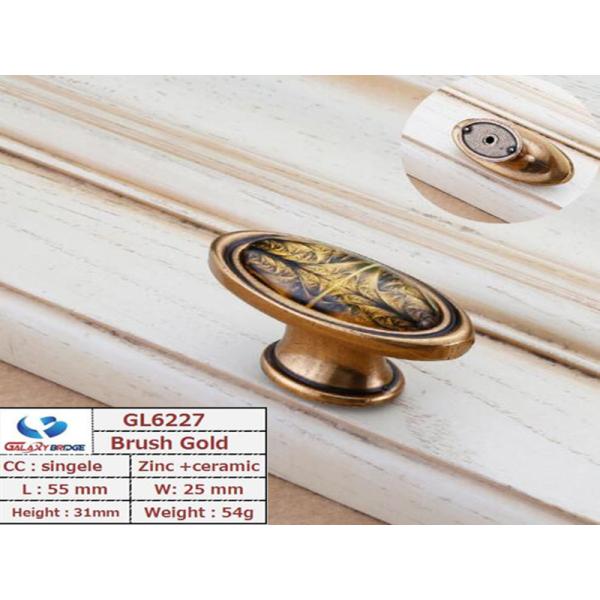 Gold Plated Ceramic Kitchen Cabinet Knobs / Closet Porcelain Handles T Bar Pulls Furniture Fittings
