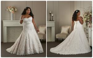 Wholesale Ball gown Lace up back Lace beaded sash wedding dress Plus size bridal gown#1410 from china suppliers