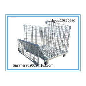 Heavy duty foldable steel storage wire mesh containers