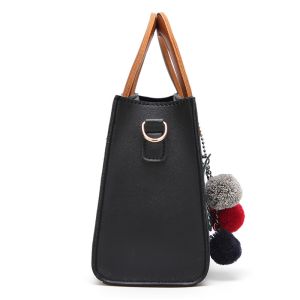 Black Crossbody Soft Handle Pu Shoulder Bag With Scarf Tassel