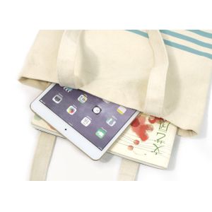 Lightweight Canvas Tote Bags , Striped Canvas Single Shoulder Bag Small Size