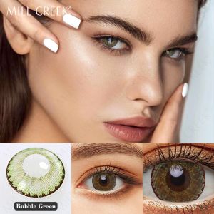 Comfortable Reusable Iris Green Contacts Coloured Lenses With Power