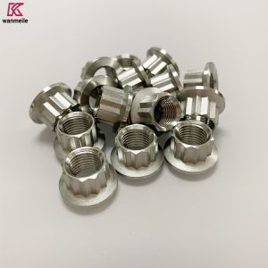 Gr5 titanium 12pt flange nut M7 M8 titanium 12 point flange nuts for wheel hub