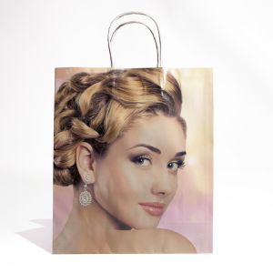 White and Brown Kraft Paper Twisted Handle Shopping Carrier Bag Eco-Friendly