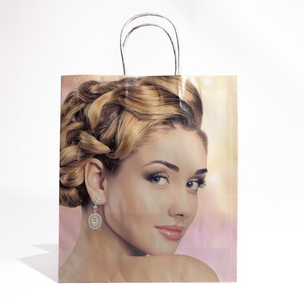 White and Brown Kraft Paper Twisted Handle Shopping Carrier Bag Eco-Friendly