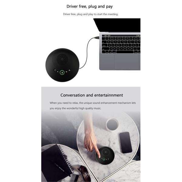 Business USB Microphone Desktop Black Omnidirectional HD Conference Speakerphone