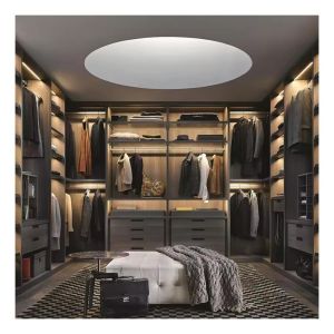 Contemporary Bedroom Walk-in Wardrobe with Custom Wooden Design and MR HDF Board
