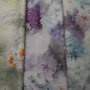Floral Pattern Viscose Rayon Fabric Woven Digital Print Sustainable Skin