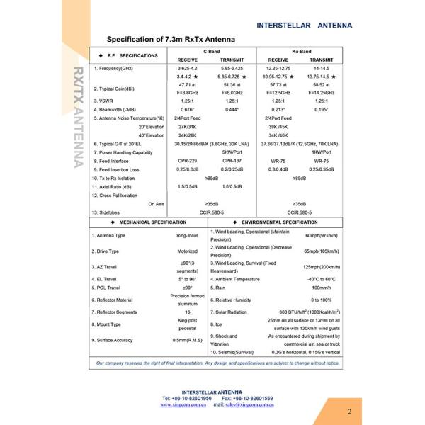 7.3m C / Ku band earth station antenna /satellite communication antenna
