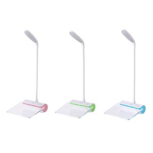 Eco ABS Modern LED Desk Lamp Flexible Metallic Tube Transparent Message Board