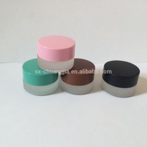 Hot sale 3g 3ml frosted clear flat shape cream glass jar for lip stick eye cream