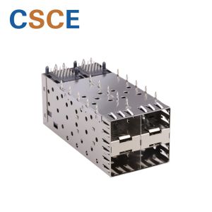 Stacked SFP Cage Connector 2 * 2 Combo Rated Voltage 125V With Grounding Pin