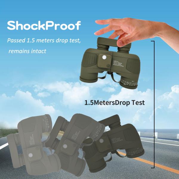 Adults Marine Military 20x50 Binoculars Waterproof With Rangefinder Compass BAK4 Prism FMC Lens