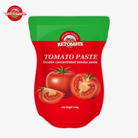 1100g Stand-Up Sachet Of Tomato Paste Meets ISO HACCP And BRC Standards For