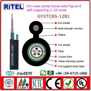 Figure-8 self-support central loose uni-tube fiber optic cable GYXTC8A, GYXTC8S,