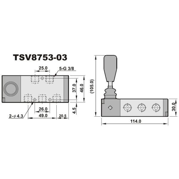 5/3 Way Pneumatic Manual Valve