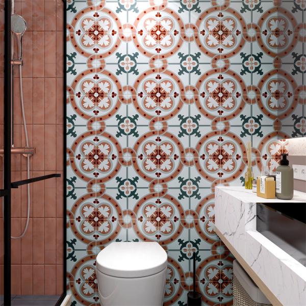 Beige 20x20cm Non-Slip Ceramic Rustic Tile for Bathroom Kitchen