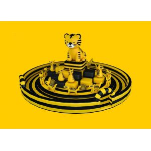 PVC Tarpaulin Giant Inflatable Fun City Castle Bouncer With Slide 3 Years