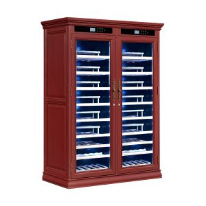 Wholesale Luxury Solid Wood Wine Cooler Cabinet with 5~22℃ Temperature Control 3-Year Warranty and Dual Glass Door from china suppliers