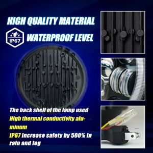 7 Inch Motorcycle LED Headlight with 6500k Color Temperature 10000LM Lumen and