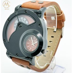 Precise Men Quartz Wrist Watch Double Movement With Denim Strap