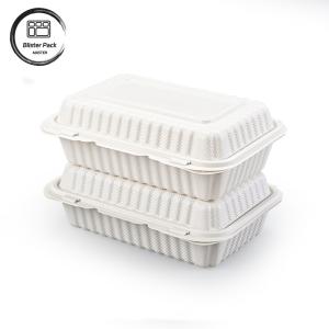 Eco Friendly 9x6 PPMF Clamshell Takeout Containers Disposable White Hinged Foam