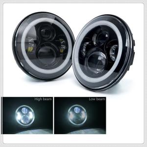 Bluetooth control 7 inch rgb halo rings jeep wrangler led headlight