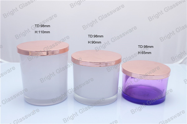 wedding decorative glass candle holder with rose gold lid