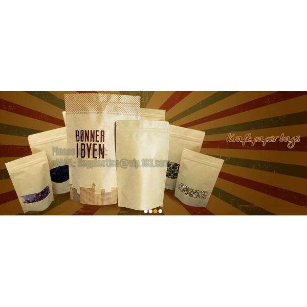 100% Food Grade Customized Recyclable Eco Zipper Eight Side Sealed Biodegradable Paper Bag For Food Packing, Brown kraft