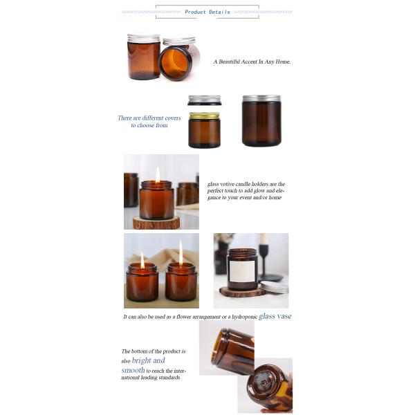 2oz 9 Oz 32oz Round Amber Jar Candles In Bulk Customizable