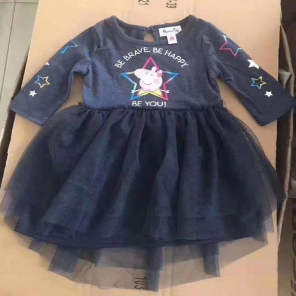 Quality 3T 4T 5T Peppa Pig Long Sleeve Dress 60% Cotton 40% Polyester for sale