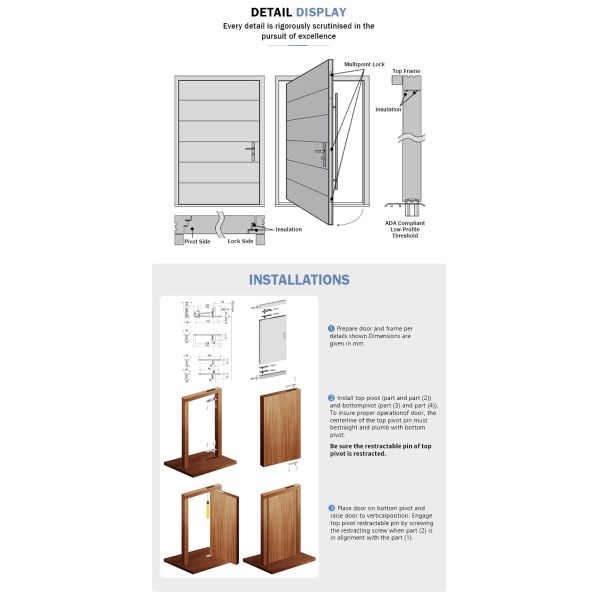 Customized Luxury Modern Design Pivot Safety Front Door External Security Main Gate for Residential Projects