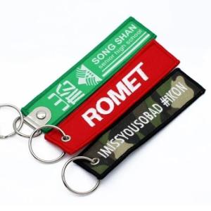 Custom Shape Embroidered Keychain Embroidered Logo With Both Sides