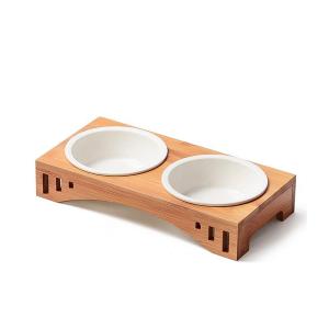 2023 Pop Sale Bamboo Pet Feeder with Cat Dog Bowls Multifunctional Rectangle