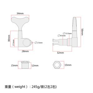 2R2L Chrome replacement tuning pegs for acoustic guitar 4 String Bass Guitar