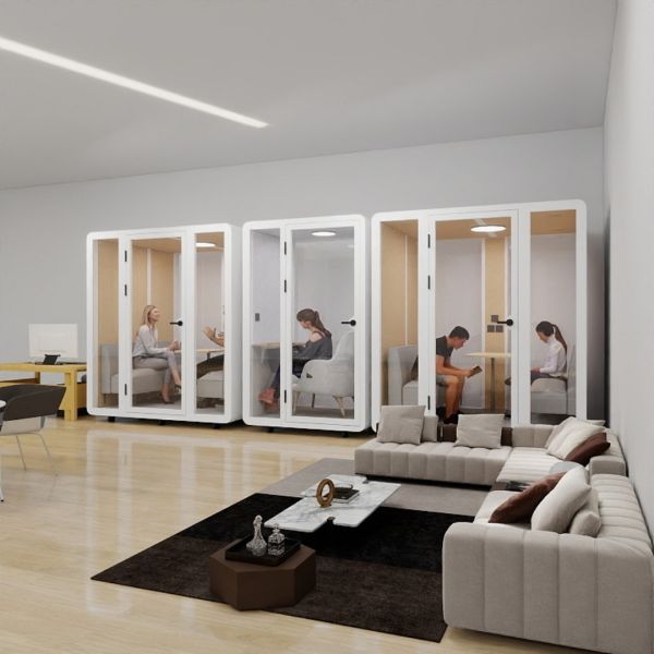 Portable 2- 4 Person Meeting Pod , Modular Office Pods Soundproof