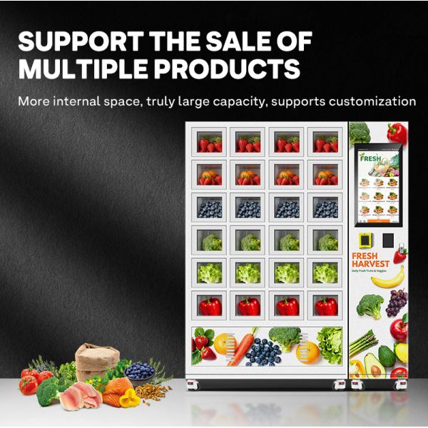 Halo 24 grid smart vending locker thickened galvanized sheet outer shell and three-layer glass door with cooling system 
