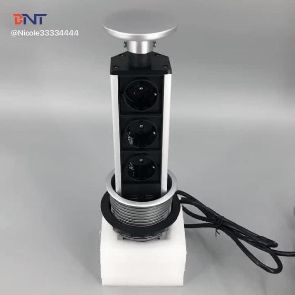 BNT eu european power hidden table kitchen pull out power socket with usb