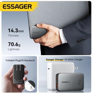 ESSAGER ES-CD48 Series 2 Ports 45W Type C Quick USB Fast Charger with ABS