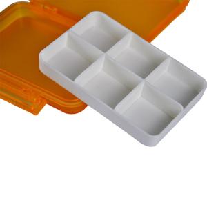 Portable Plastic Pill Box Detachable 6 Compartments Square Pill Storage
